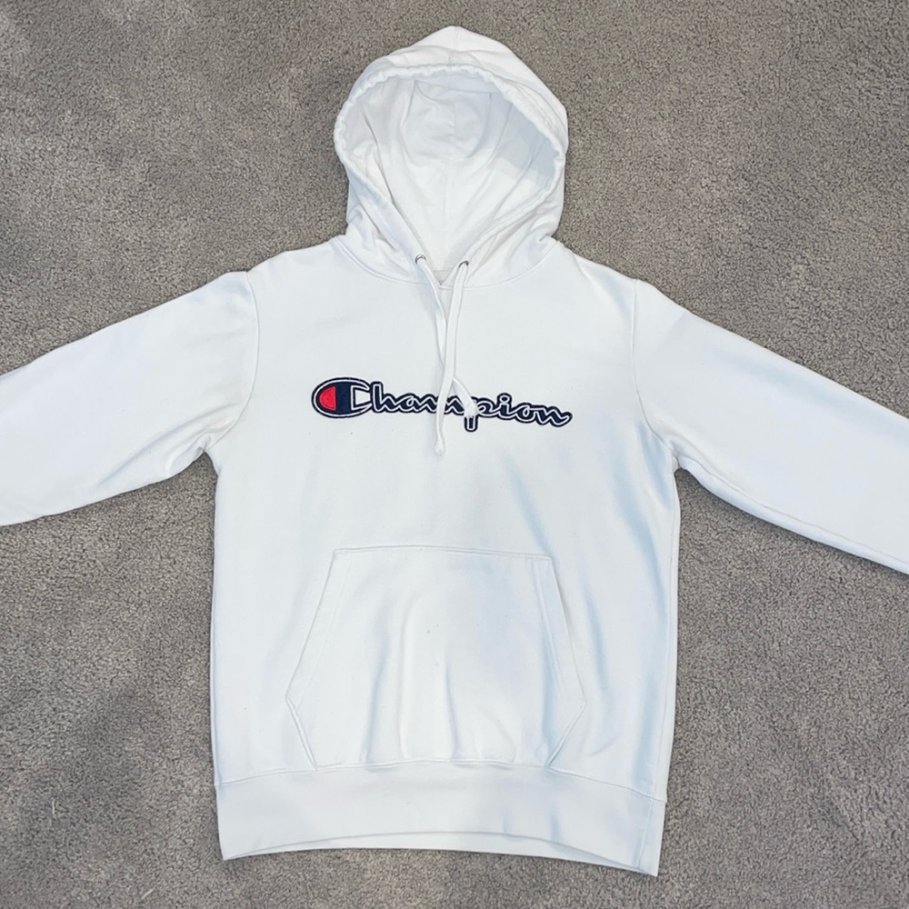Men’s White Champion Hoodie Size Small Winter Warm Comfy Sweatshirt
